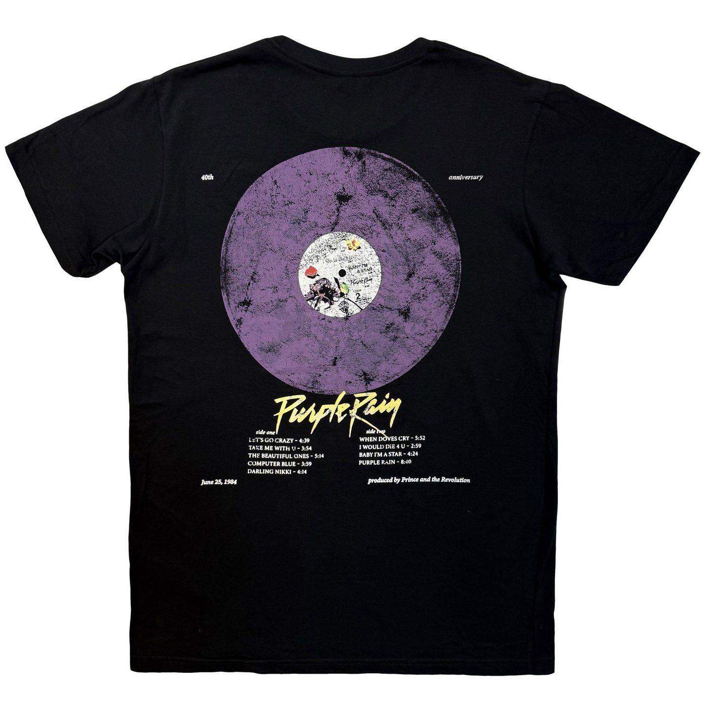 PRINCE - PURPLE RAIN 40TH ANNIVERSARY - Carbon T-Shirt Black (nadruk z tyłu)