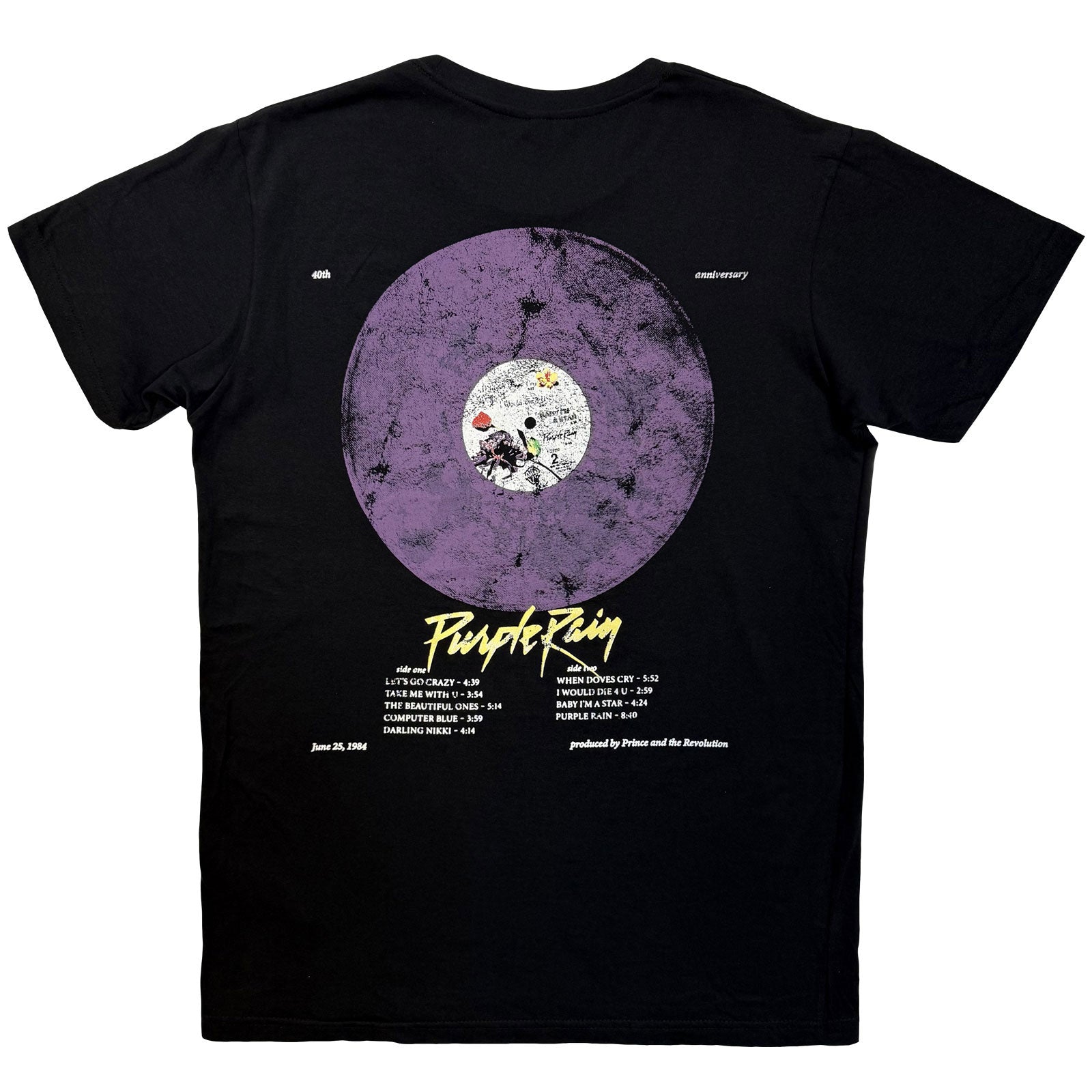 PRINCE - PURPLE RAIN 40TH ANNIVERSARY - Carbon T-Shirt Black (nadruk z tyłu)