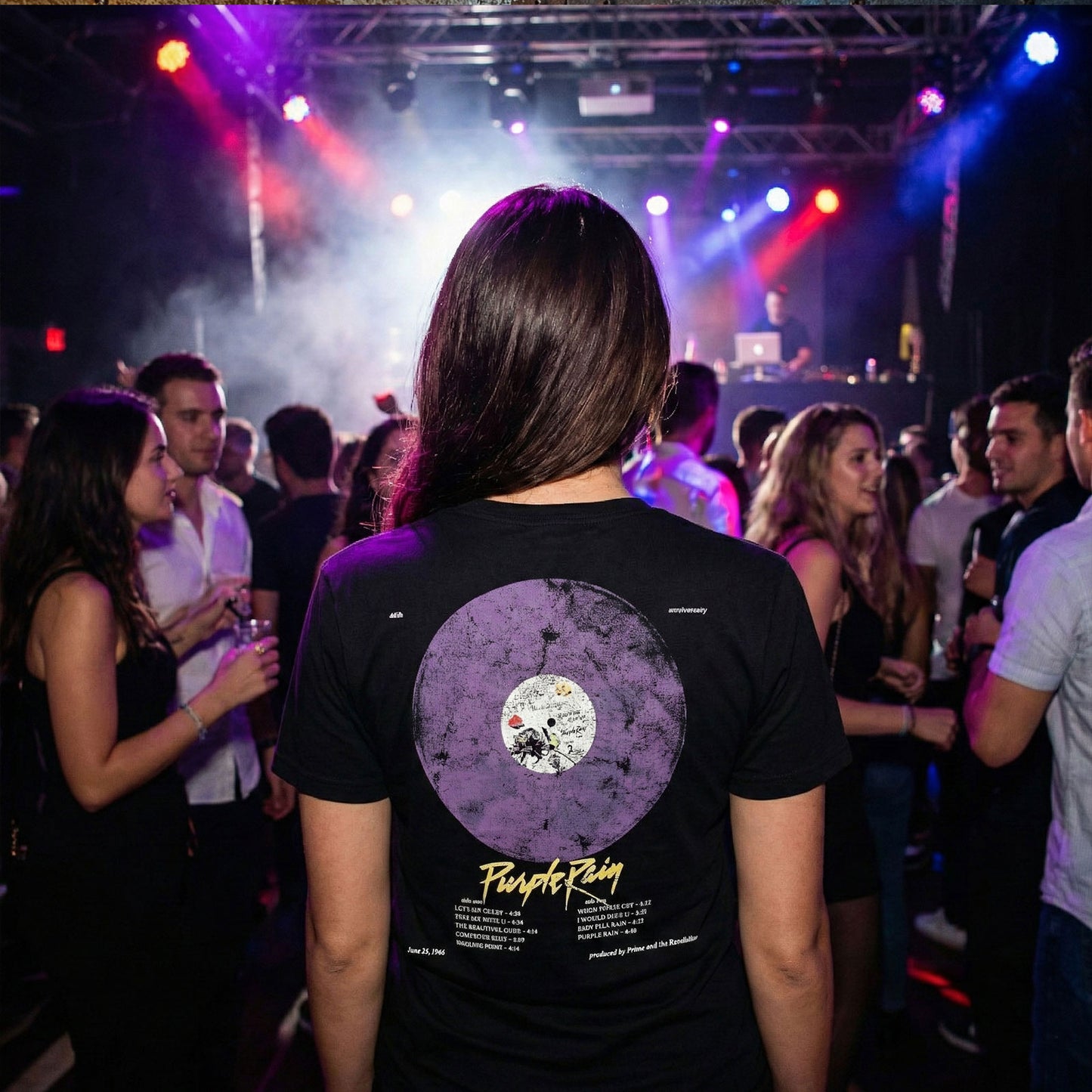 PRINCE - PURPLE RAIN 40TH ANNIVERSARY - Carbon T-Shirt Black (nadruk z tyłu)