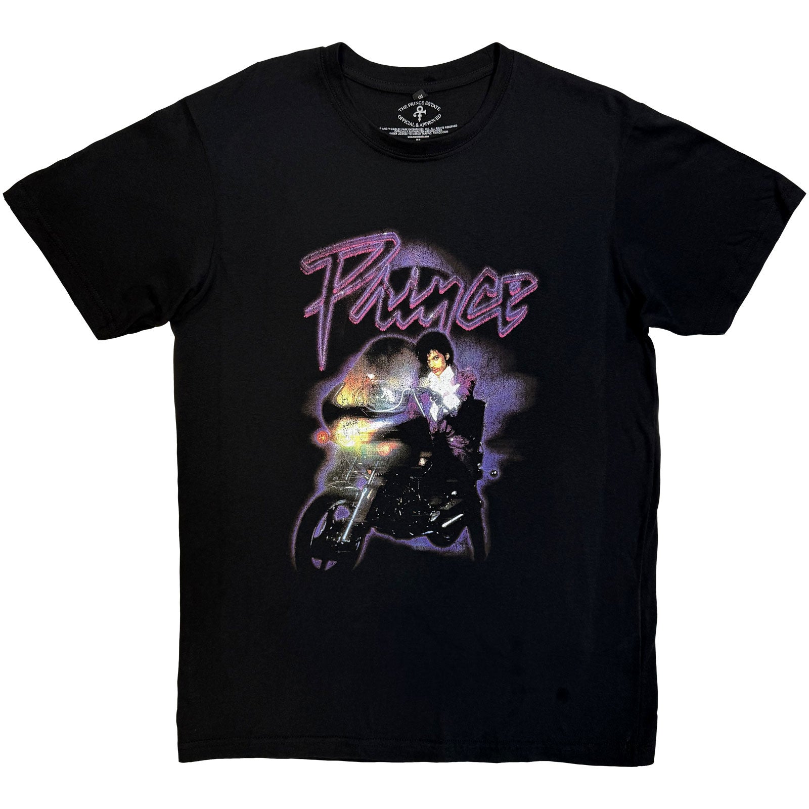 PRINCE - PURPLE RAIN LOGO OUTLINE - Carbon T-Shirt Black (nadruk z tyłu)