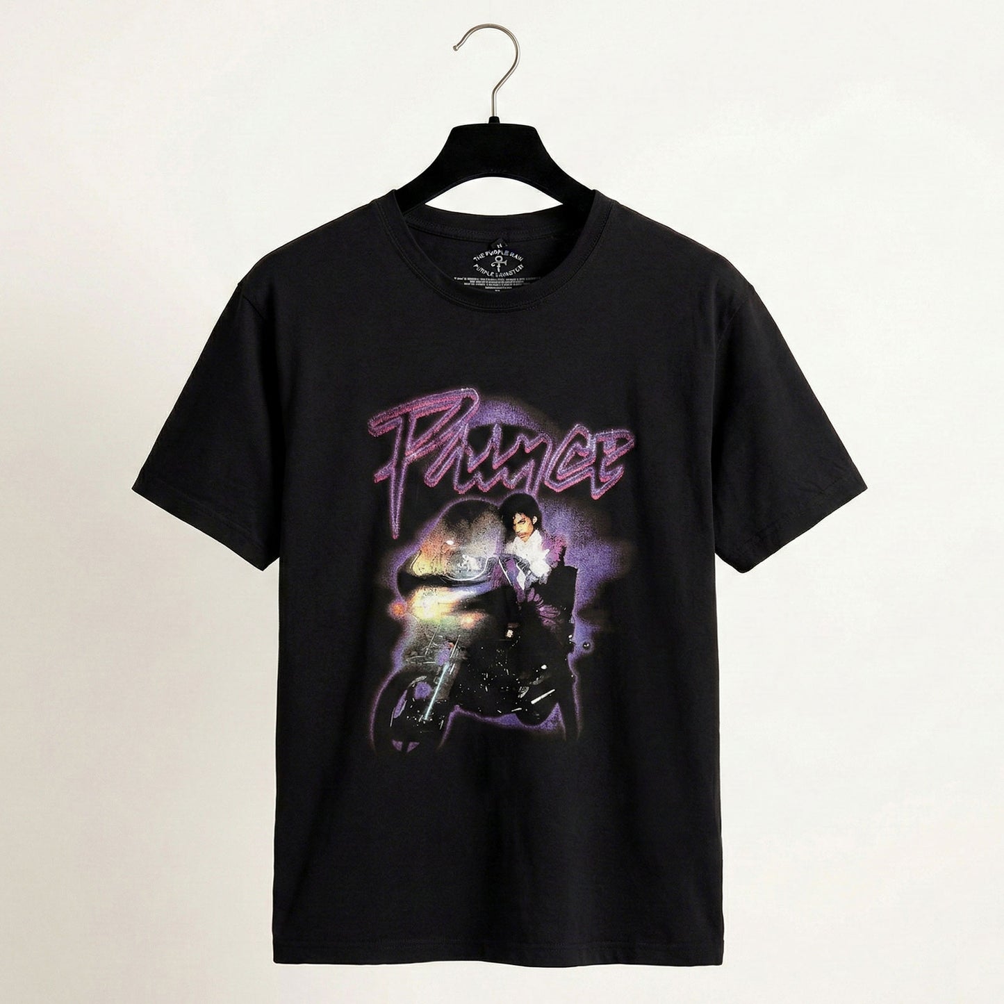 PRINCE - PURPLE RAIN LOGO OUTLINE - Carbon T-Shirt Black (nadruk z tyłu)