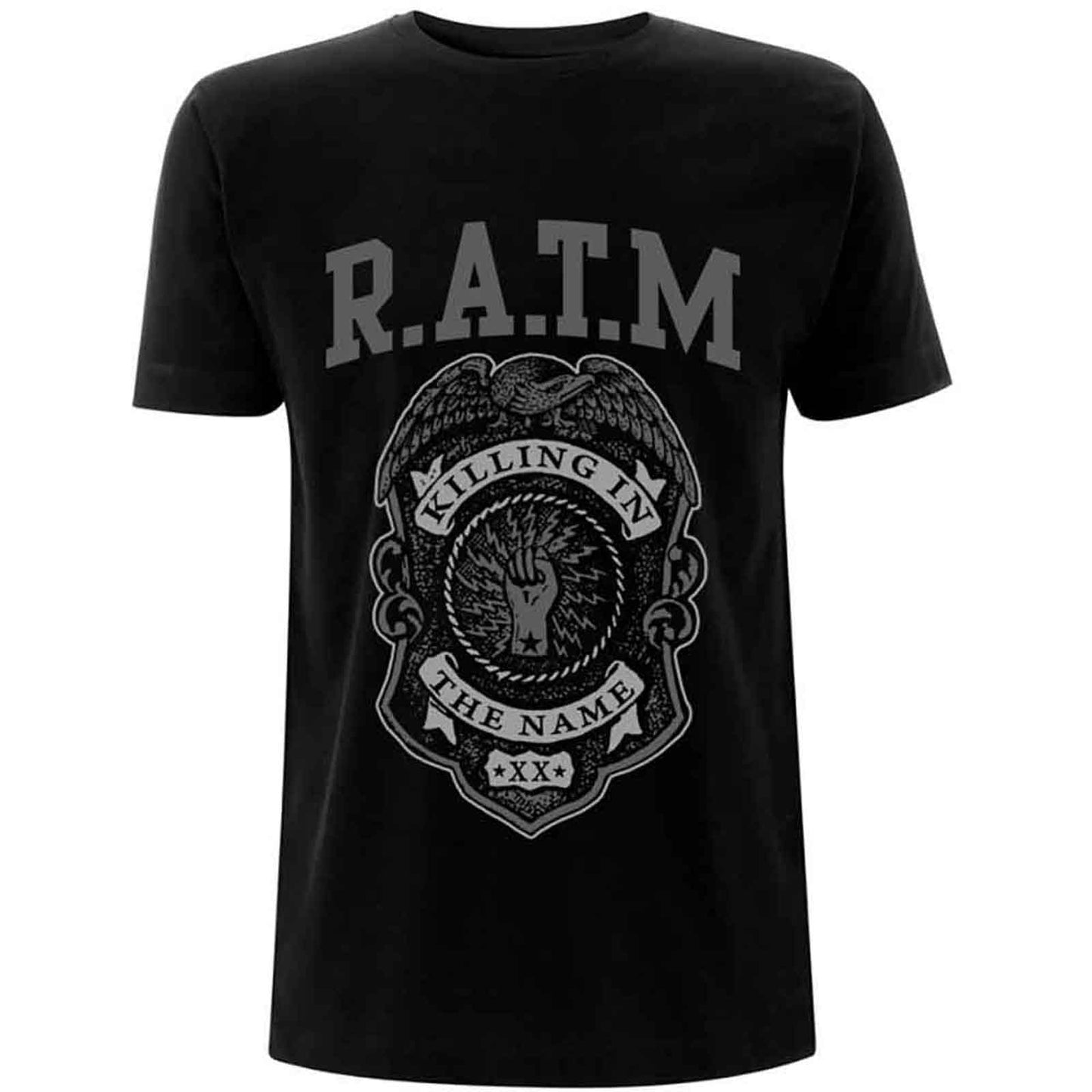 RAGE AGAINST THE MACHINE - SZARA ODZNAKA POLICYJNA - T-Shirt Czarny