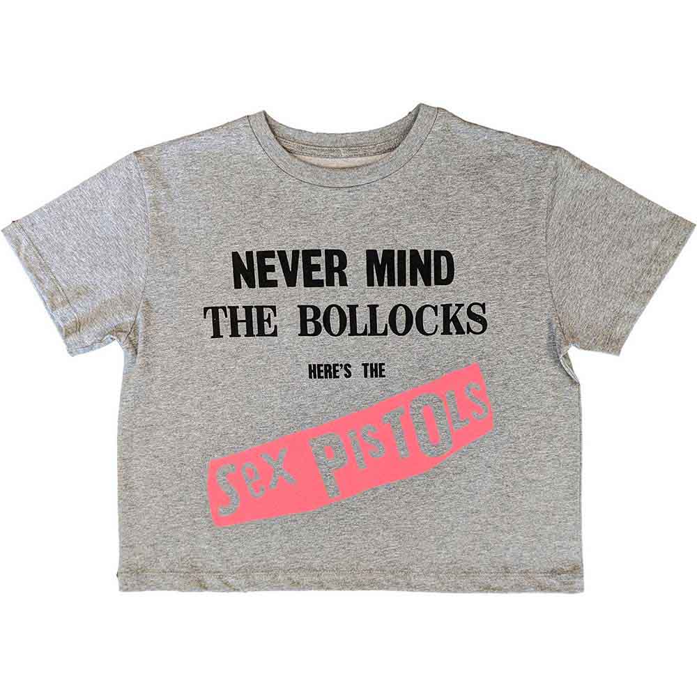 THE SEX PISTOLS - NEVER MIND THE BOLLOCKS ORIGINAL ALBUM - Ladies Crop Top Grey