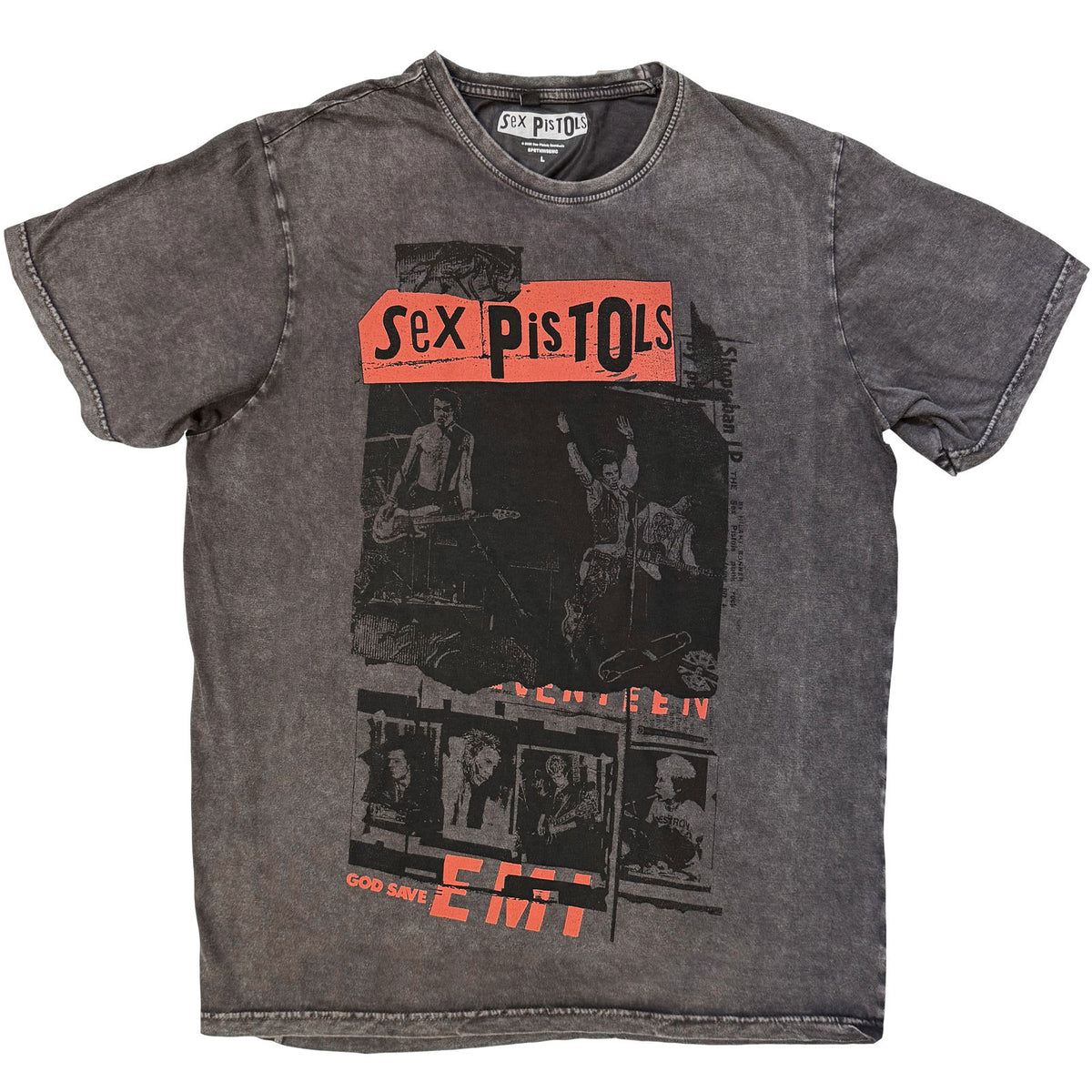 THE SEX PISTOLS - PHOTO COLLAGE - Stone Wash T-Shirt Grey
