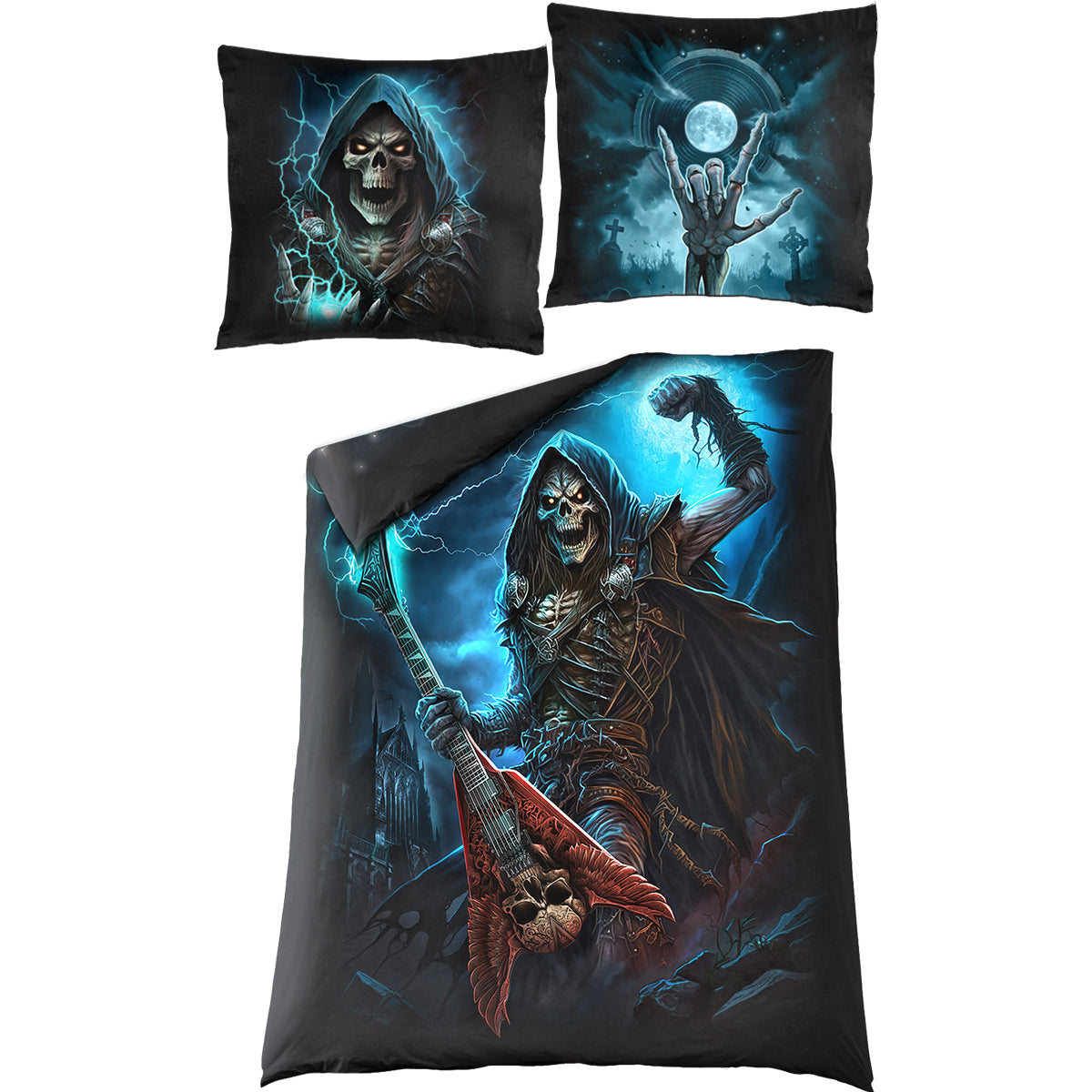 GRIM ROCKER - Single Cotton Duvet Cover + UK And EU Pillow case