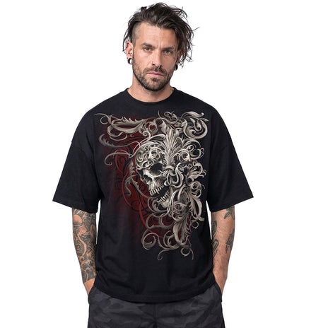 SKULL SHOULDER WRAP - Box T-Shirt czarny