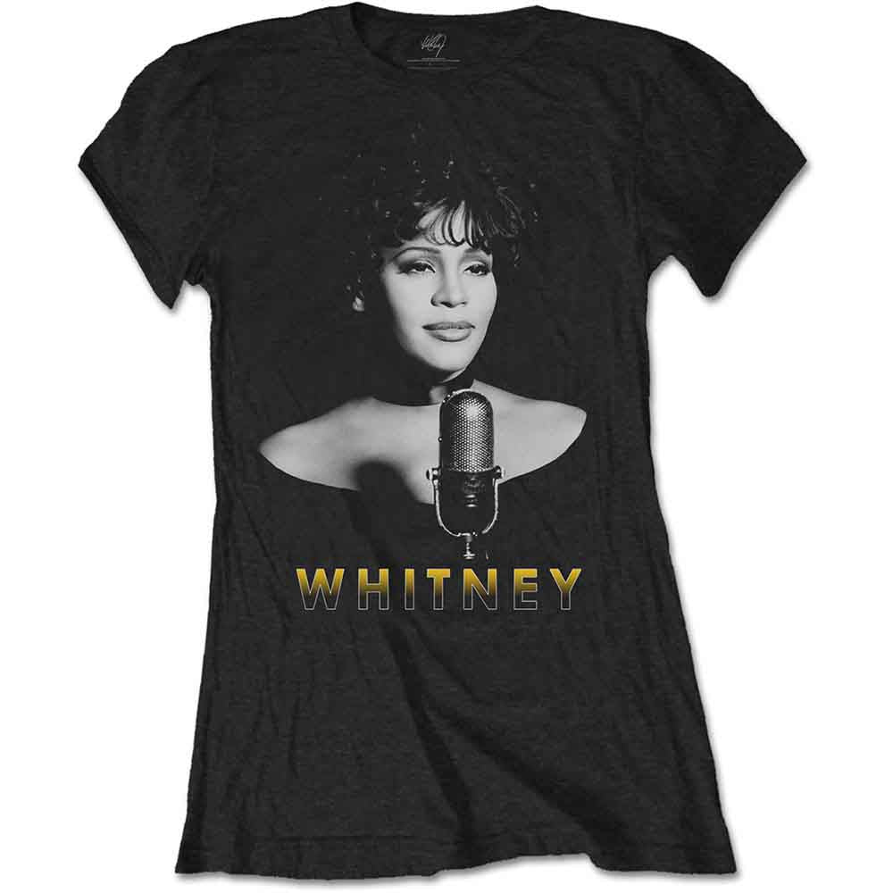 WHITNEY HOUSTON - BLACK & WHITE PHOTO - Ladies T-Shirt Black