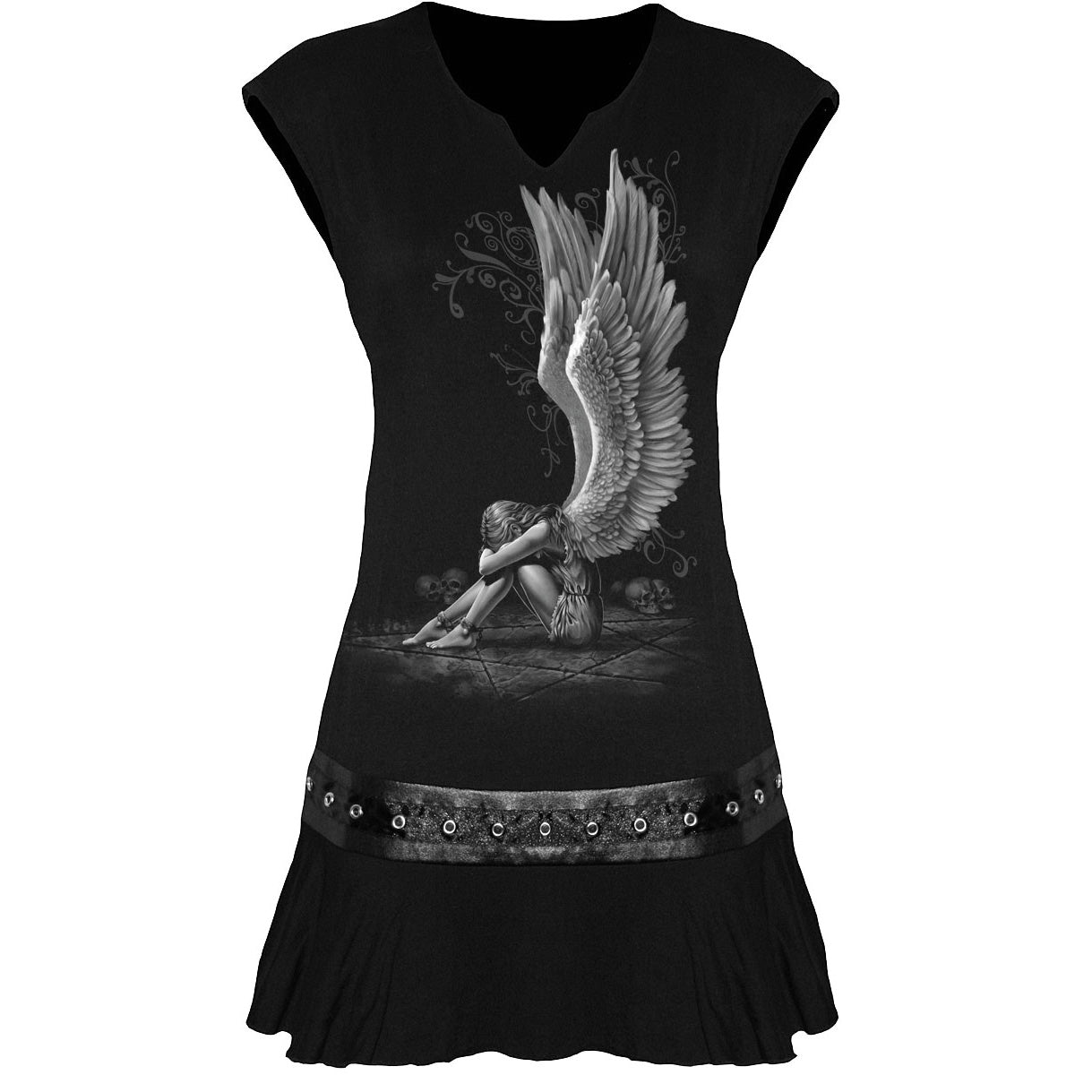 ENSLAVED ANGEL - Mini sukienka z ćwiekami w talii, czarna