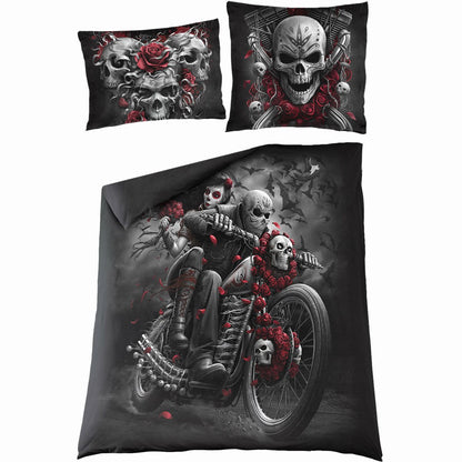 SKULLS N' ROSES - Double Duvet Cover + UK And EU Pillow case - Spiral USA