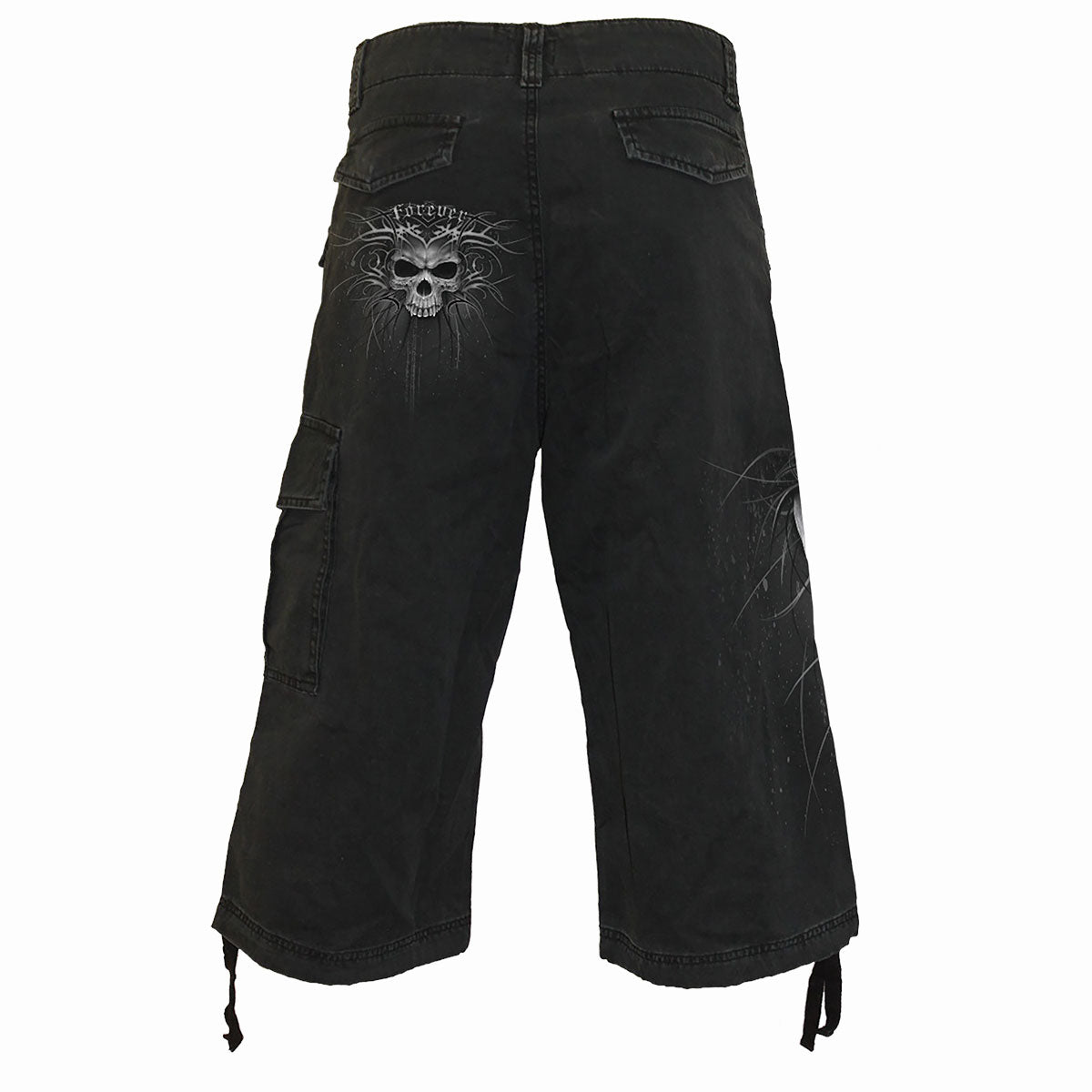 DEATH FOREVER - Vintage Cargo Shorts 3/4 długie czarne