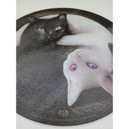 YIN YANG CATS - Szklana deska do krojenia (okrągła)