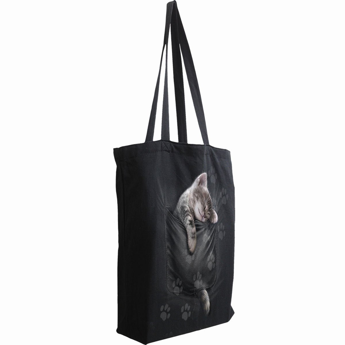 POCKET KITTEN - Bag 4 Life - Canvas 80z Long Handle Tote Bag - Spiral USA