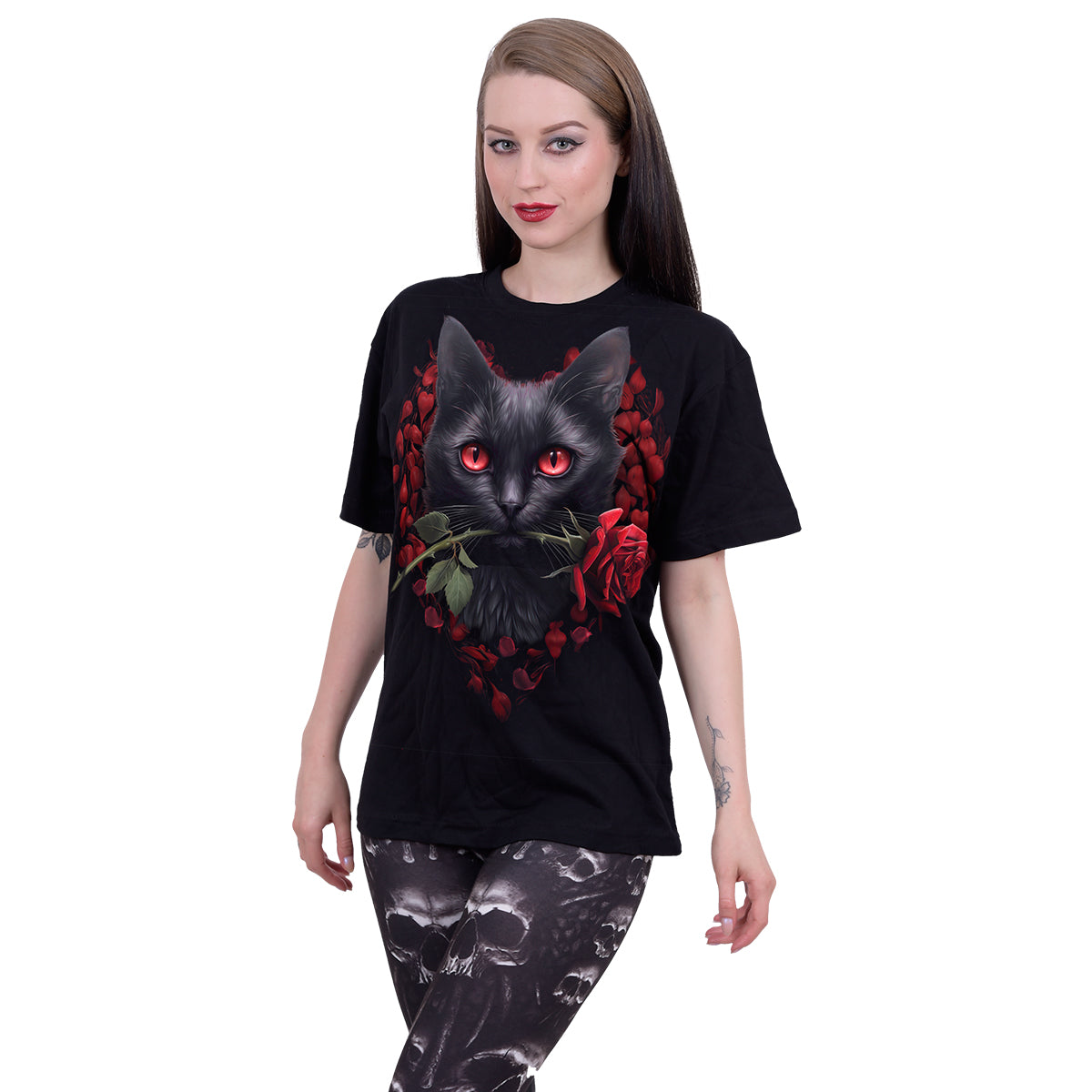 CAT'S LOVE - Koszulka z nadrukiem z przodu czarna