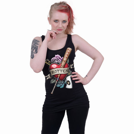 HARLEY QUINN - ROTTEN - Razor Back Top czarny