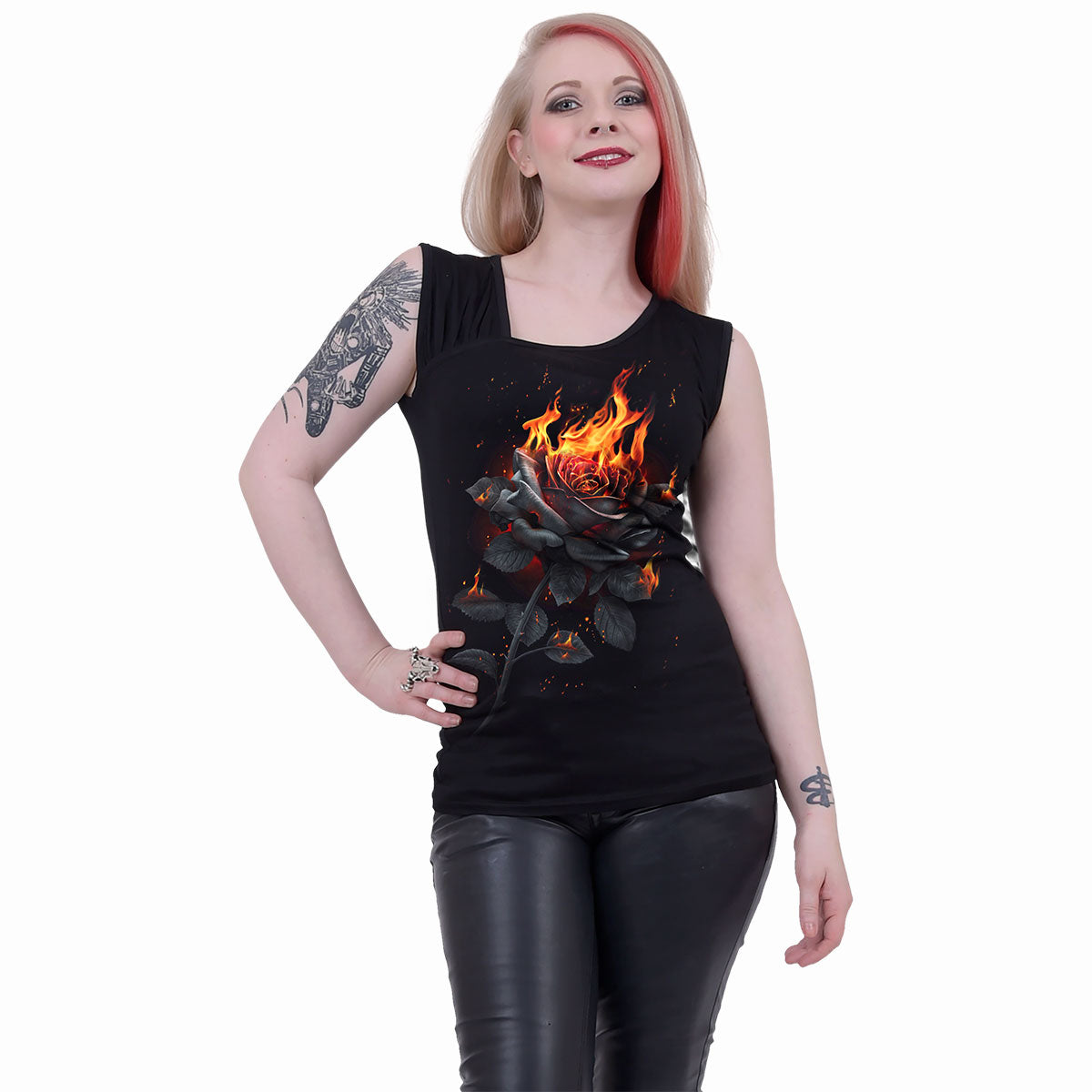 FLAMING ROSE - Kamizelka ze skośnymi ramionami w kolorze czarnym