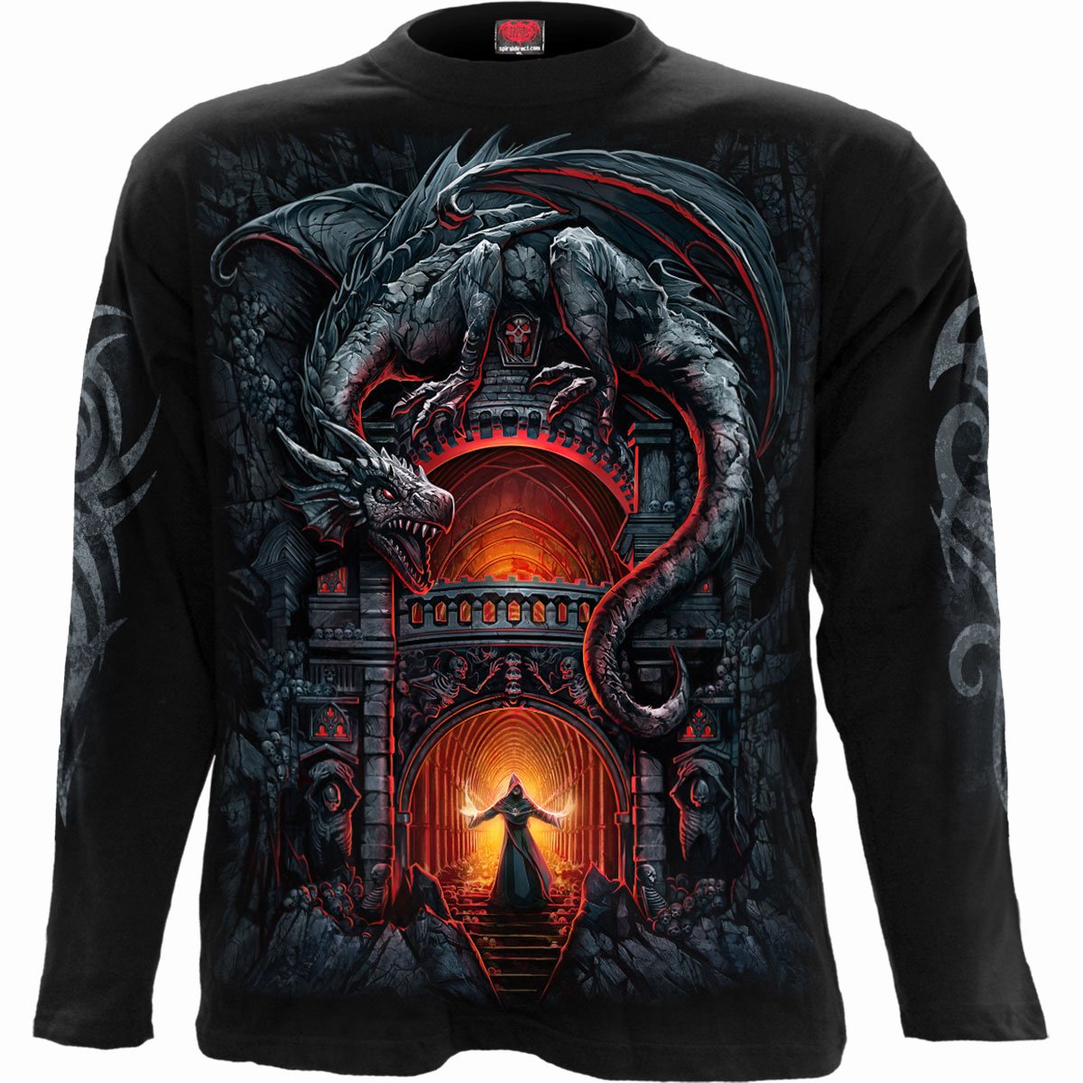 DRAGON'S LAIR - Longsleeve T-Shirt Black - Spiral USA