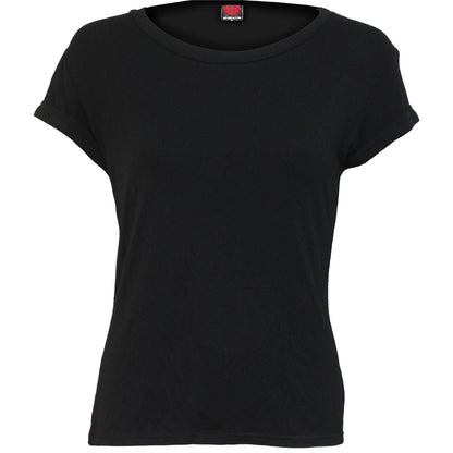 URBAN FASHION - Boatneck Cap Sleeve Top Black - Spiral USA