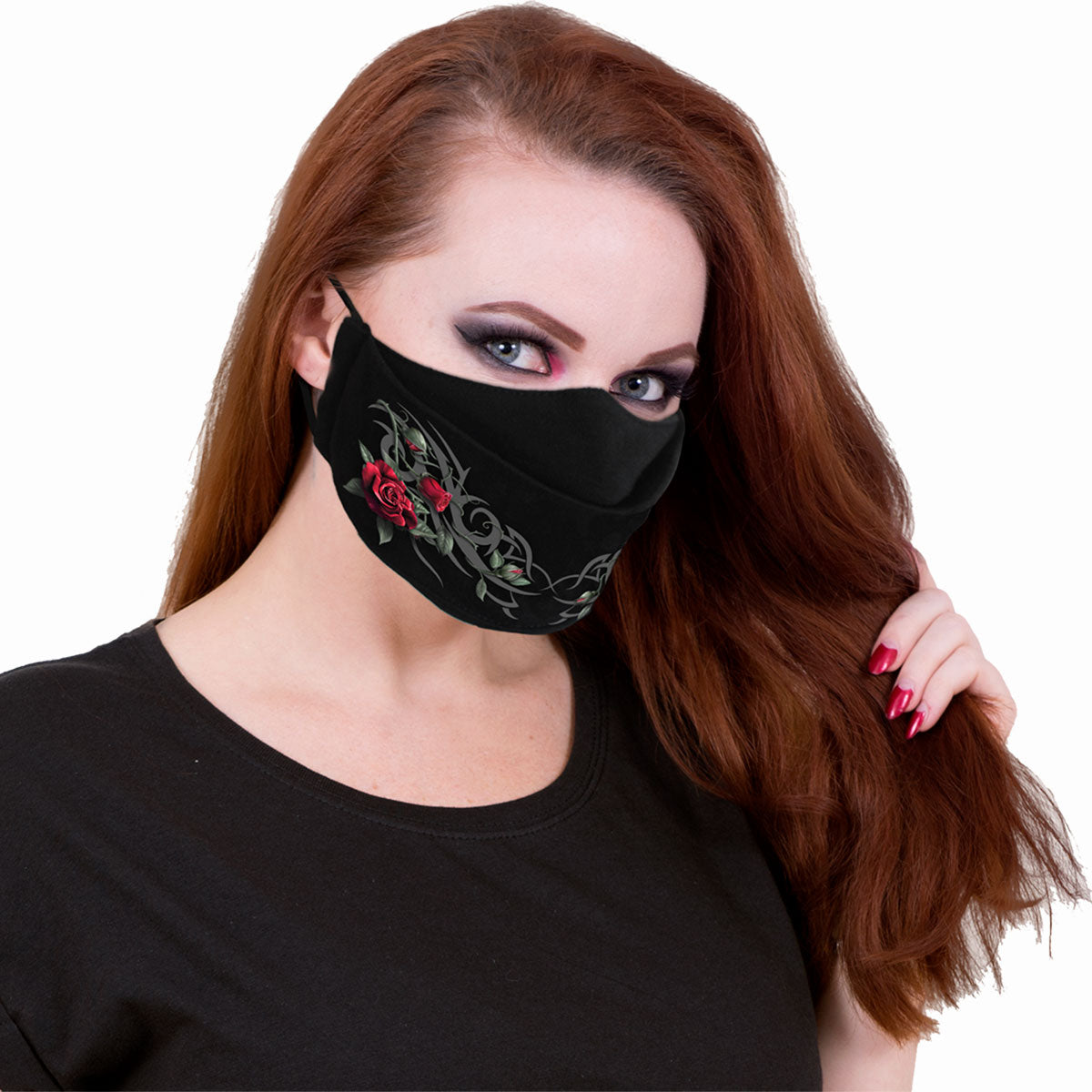 TRIBAL ROSE - Wysokiej jakości bawełniana maska z regulacją