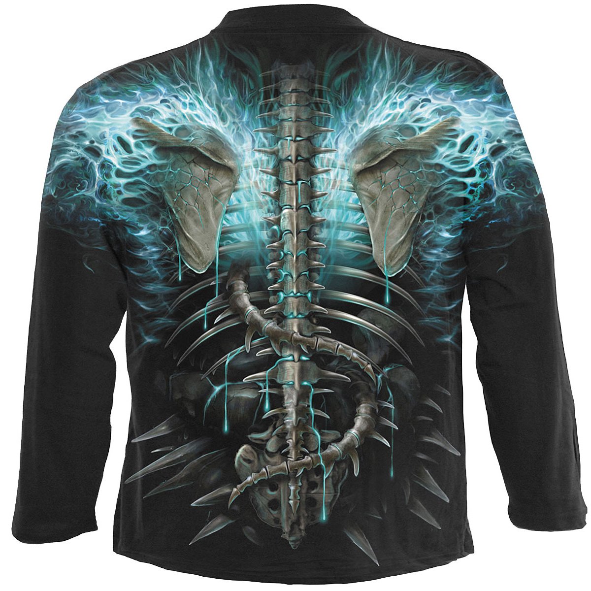 FLAMING SPINE - Allover Longsleeve T-Shirt Black - Spiral USA