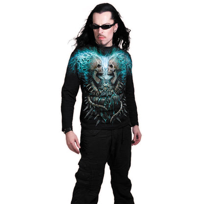 FLAMING SPINE - Allover Longsleeve T-Shirt Black - Spiral USA